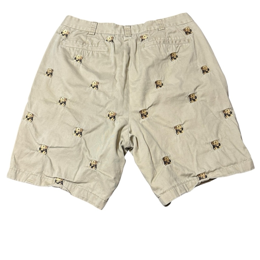 Orvis Men's Beige Embroidered Shorts Dog All Over Print Size 36